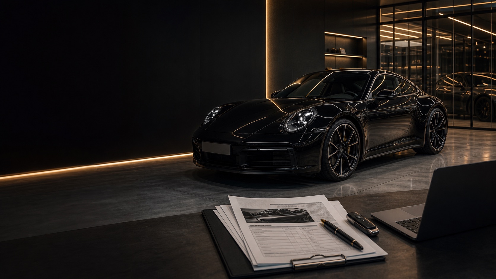 Premium importauto met taxatierapport in inspectiestudio